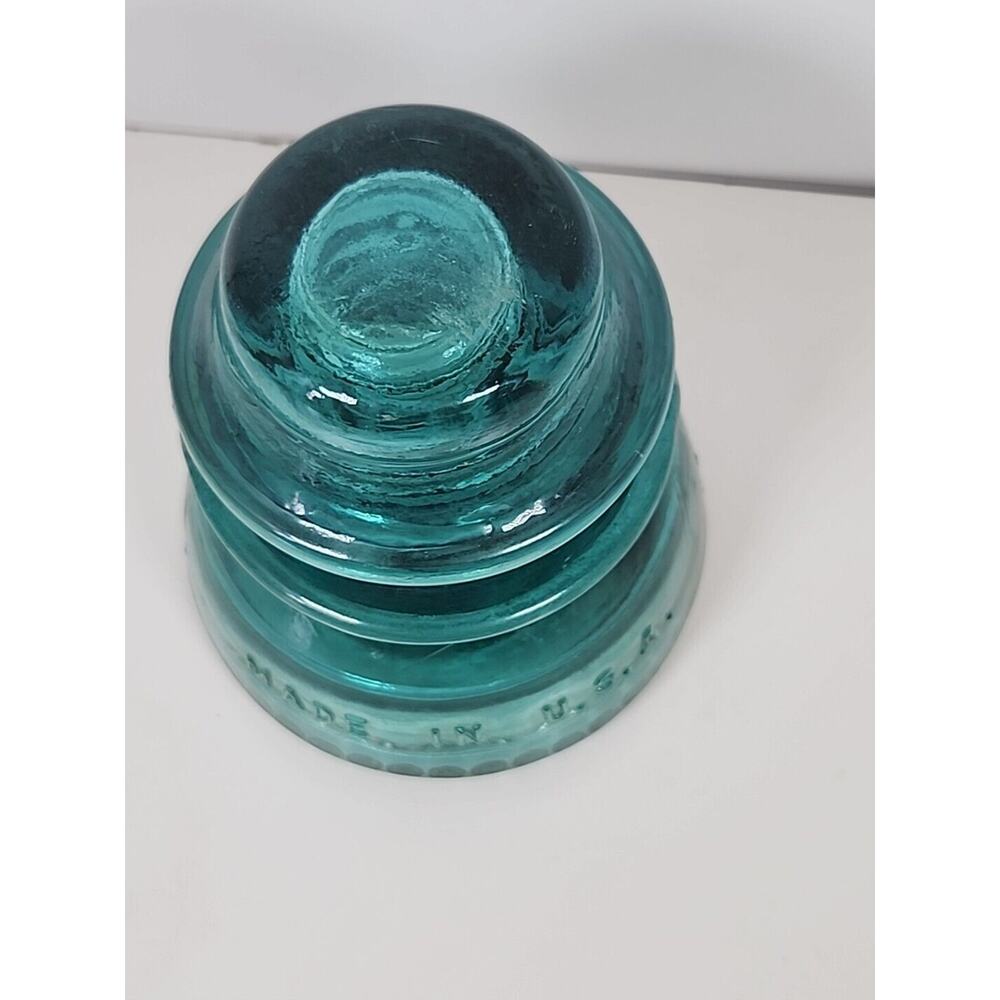 Aqua (Blue/Green) Hemingray 42 Electrical Glass Insulator - Made in USA - Picture 8 of 9